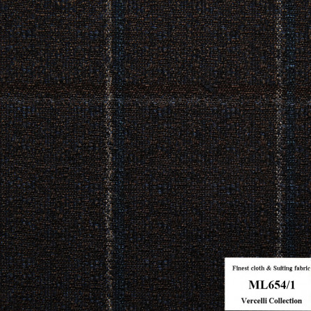 ML654/1 Vercelli CVM - Vải Suit 95% Wool - Xanh đen Caro Trắng Xanh